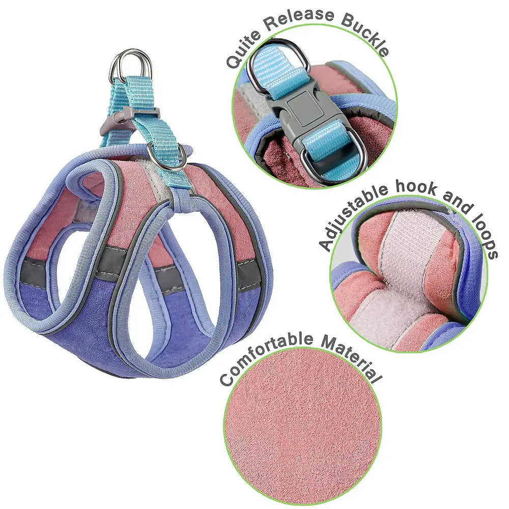 Luxury Simple Style Reflective Cat Harness Breathable Fashion Vest for Dog Walking Made of Nylon Oxford Cotton Stainless Steel