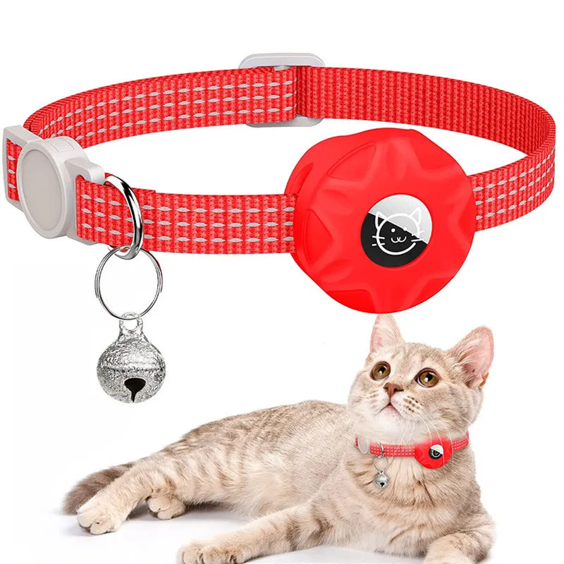Airtag Cat Collar Positioning Tracker Silicone Sleeve Three Wire Reflective Bag Bell Dog Pet
