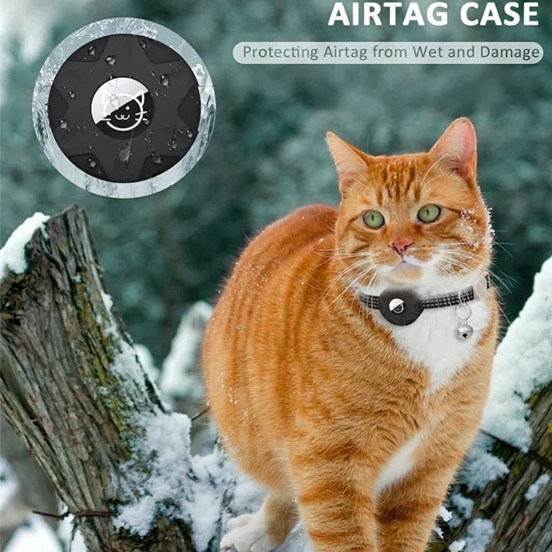 Airtag Cat Collar Positioning Tracker Silicone Sleeve Three Wire Reflective Bag Bell Dog Pet