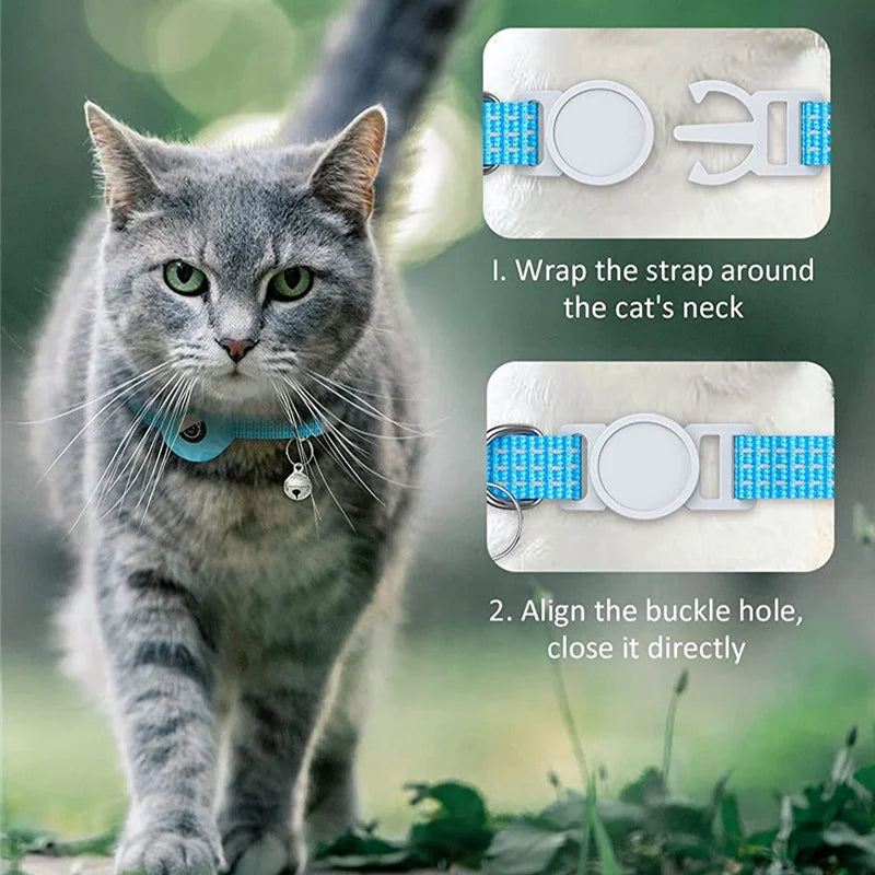 Airtag Cat Collar Positioning Tracker Silicone Sleeve Three Wire Reflective Bag Bell Dog Pet