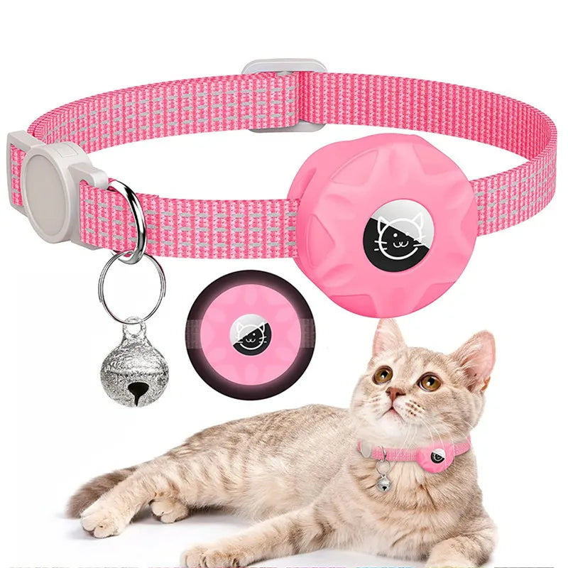 Airtag Cat Collar Positioning Tracker Silicone Sleeve Three Wire Reflective Bag Bell Dog Pet