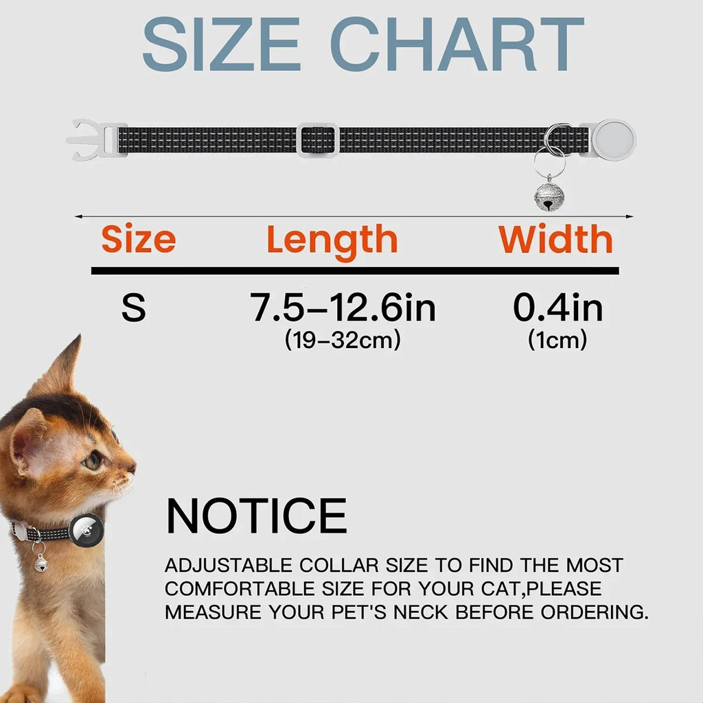 Airtag Cat Collar Breakaway, Reflective Kitten Collar with Air Tag Holder Case for Girl Boy Cats, 0.4 In in Width Lightweight