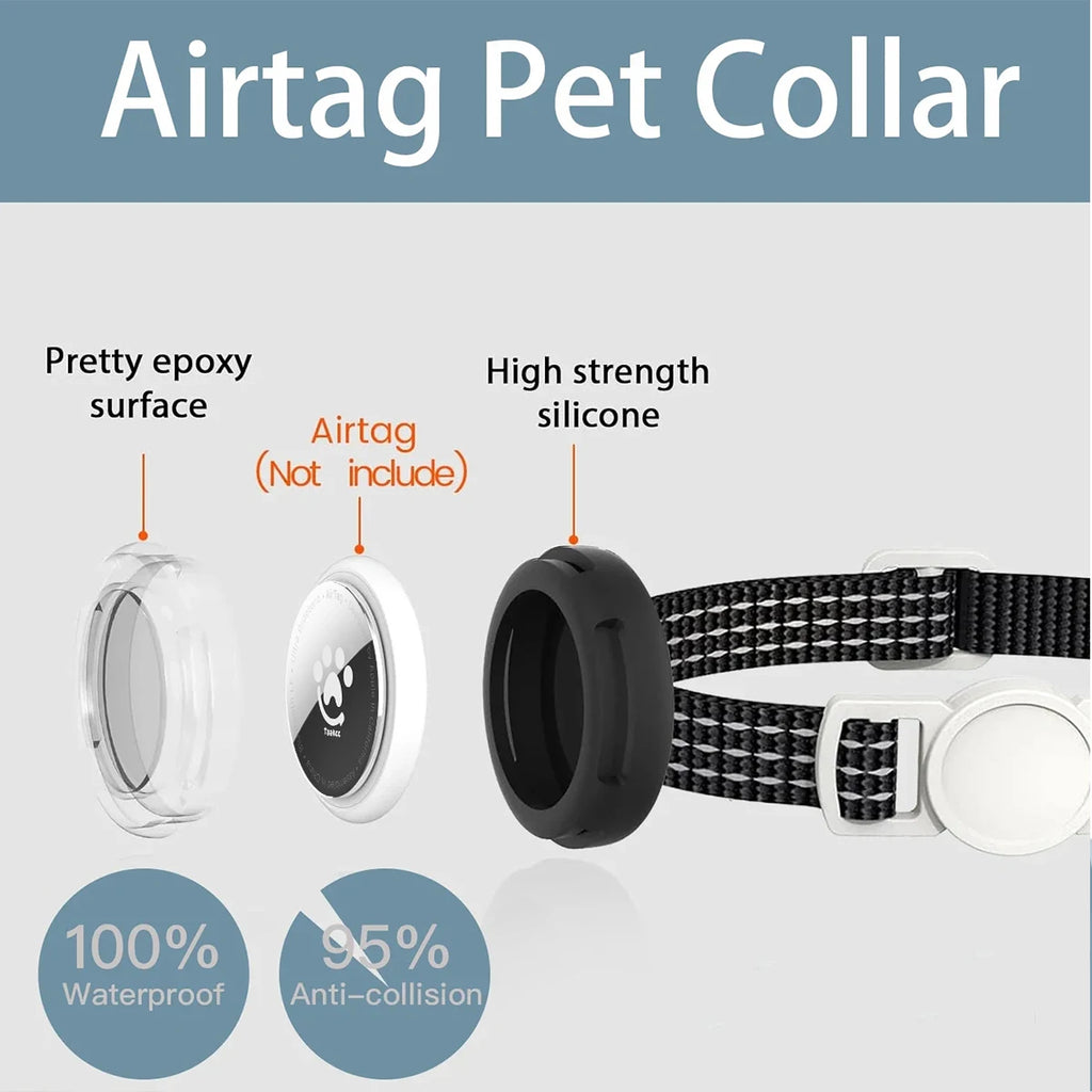 Airtag Cat Collar Breakaway, Reflective Kitten Collar with Air Tag Holder Case for Girl Boy Cats, 0.4 In in Width Lightweight