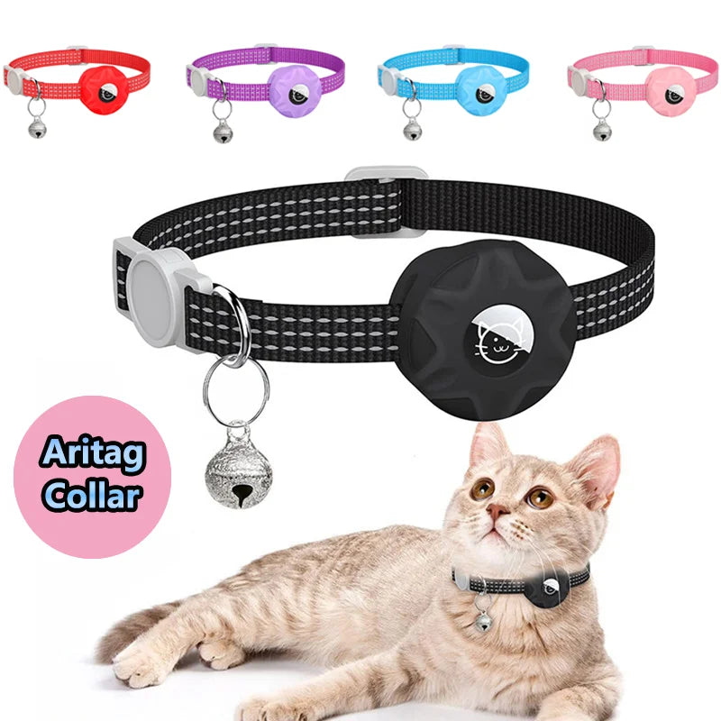 Airtag Cat Collar Positioning Tracker Silicone Sleeve Three Wire Reflective Bag Bell Dog Pet