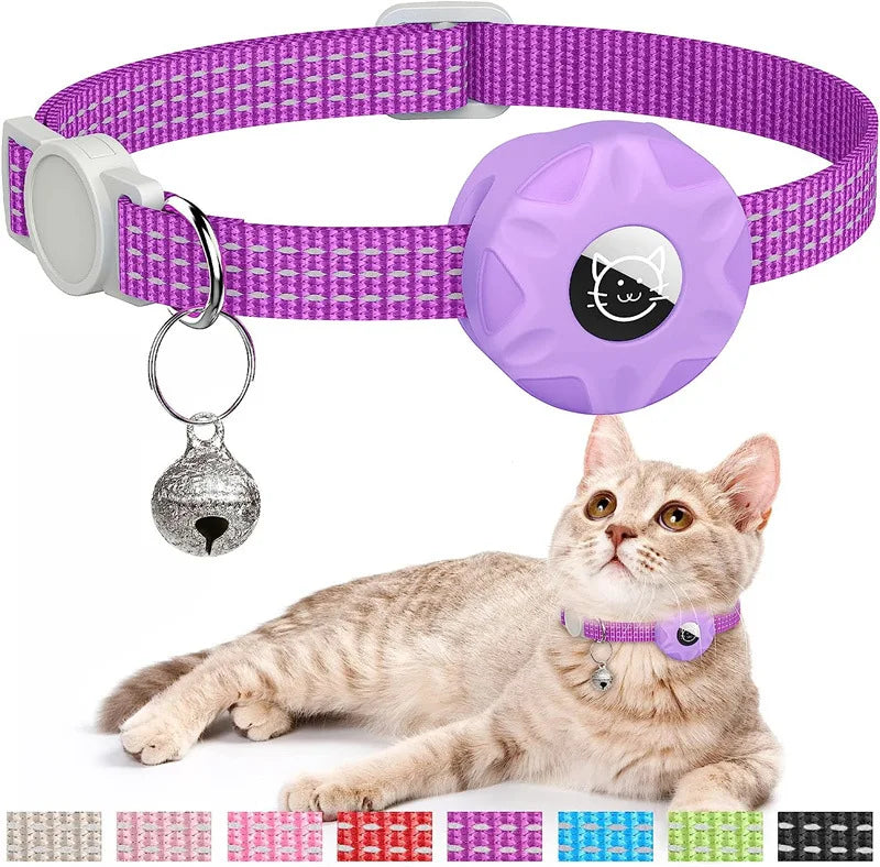 Airtag Cat Collar Positioning Tracker Silicone Sleeve Three Wire Reflective Bag Bell Dog Pet